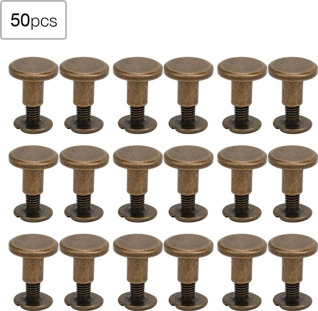 50 Set 8mm Pure Copper Flat Head Niets Leder -Gurtschrauben Kit für Notebook Bindingbronze