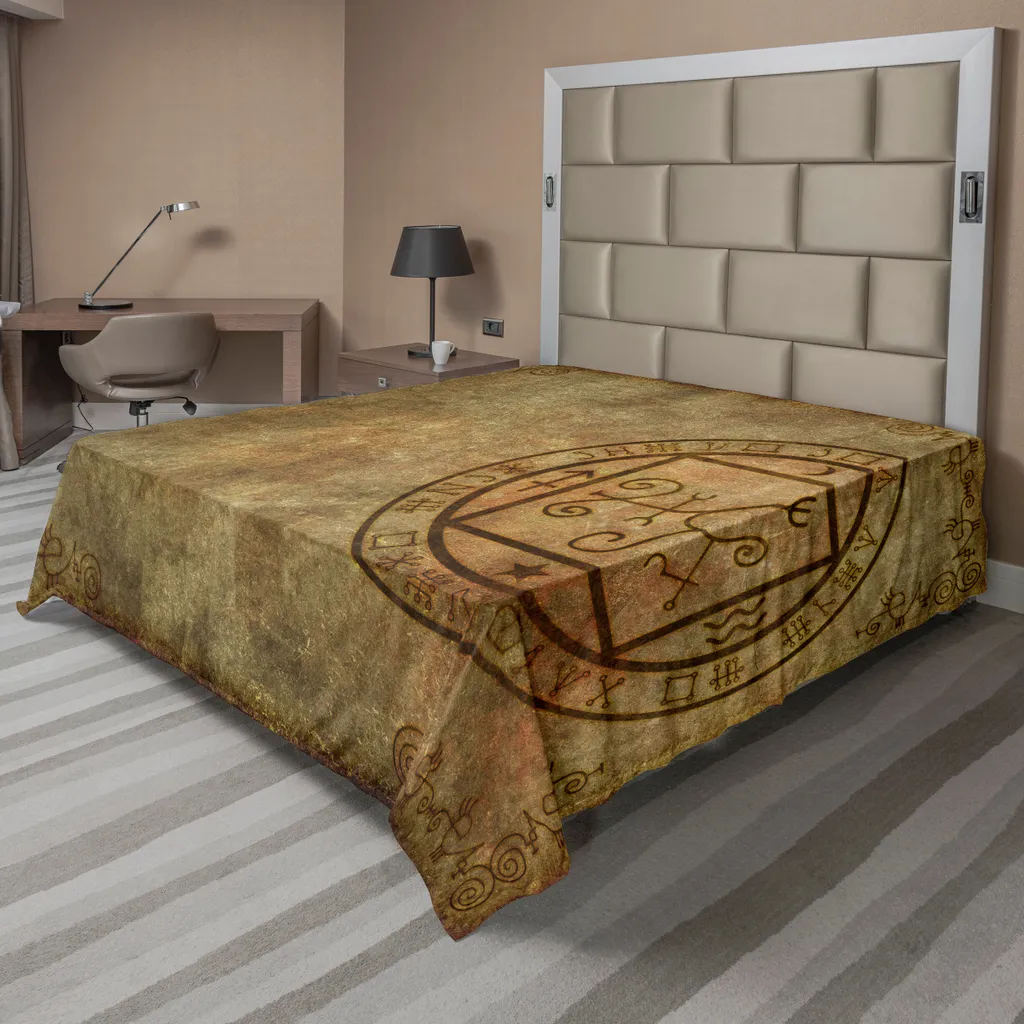 Drap doux beige au design occulte inquiétant, microfibre confortable