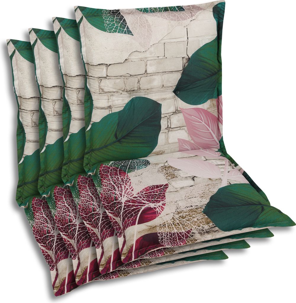 GO-DE Textil, Sesselauflage Niederlehner, 4er Set, Farbe: grün, Maße ca.: 100 cm x 50 cm x 7 cm, Rückenhöhe: 52