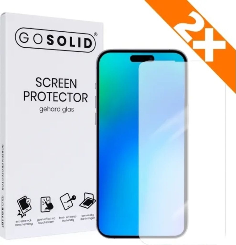 GO SOLID! Apple iPhone 15 Plus Displayschutzfolie aus Hartglas - Duopack