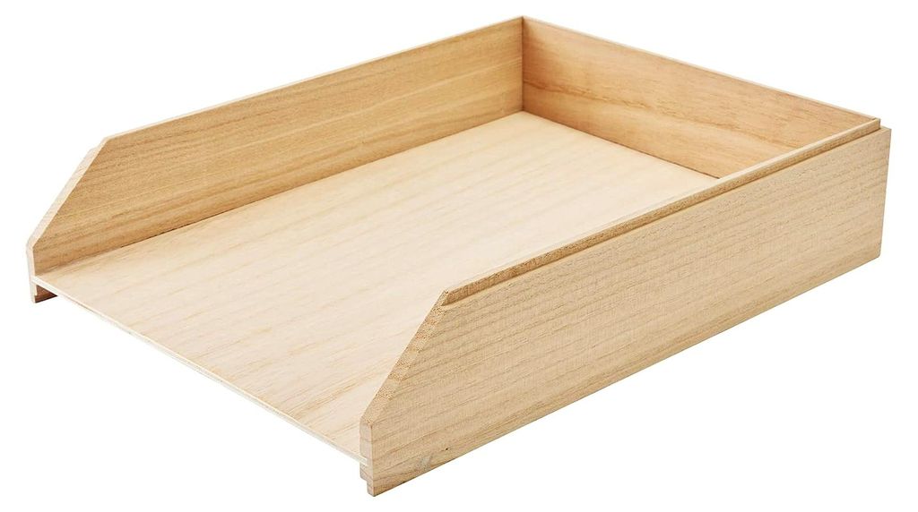 Stapelablage Tischorganizer unbemalt 23x30x6,5 cm aus Rohholz