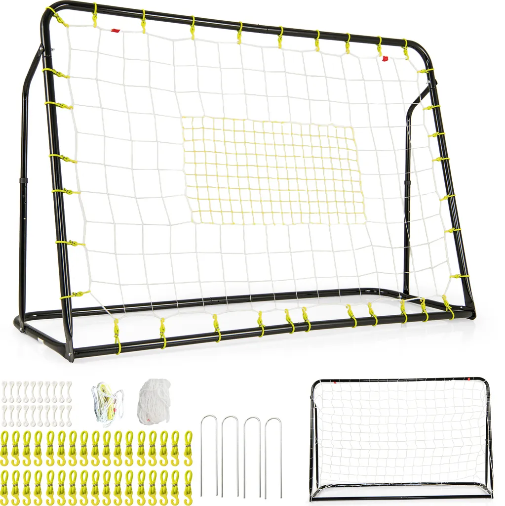 Cage de foot et filet de rebond réglable pour entraînement enfant noir