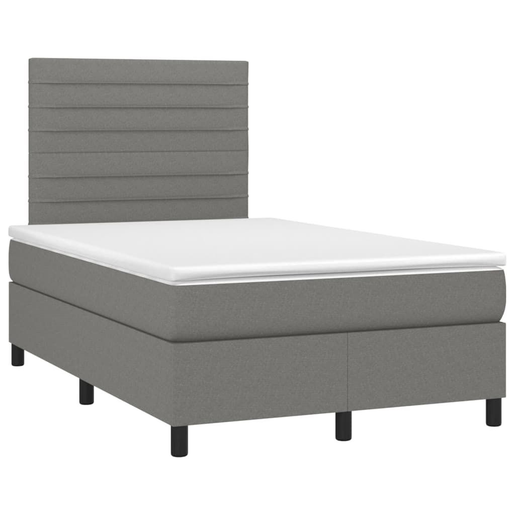 Design Boxspringbett mit Matratze & LED Dunkelgrau 120x190 cm Stoff, Klassische Betten 2024 Neu