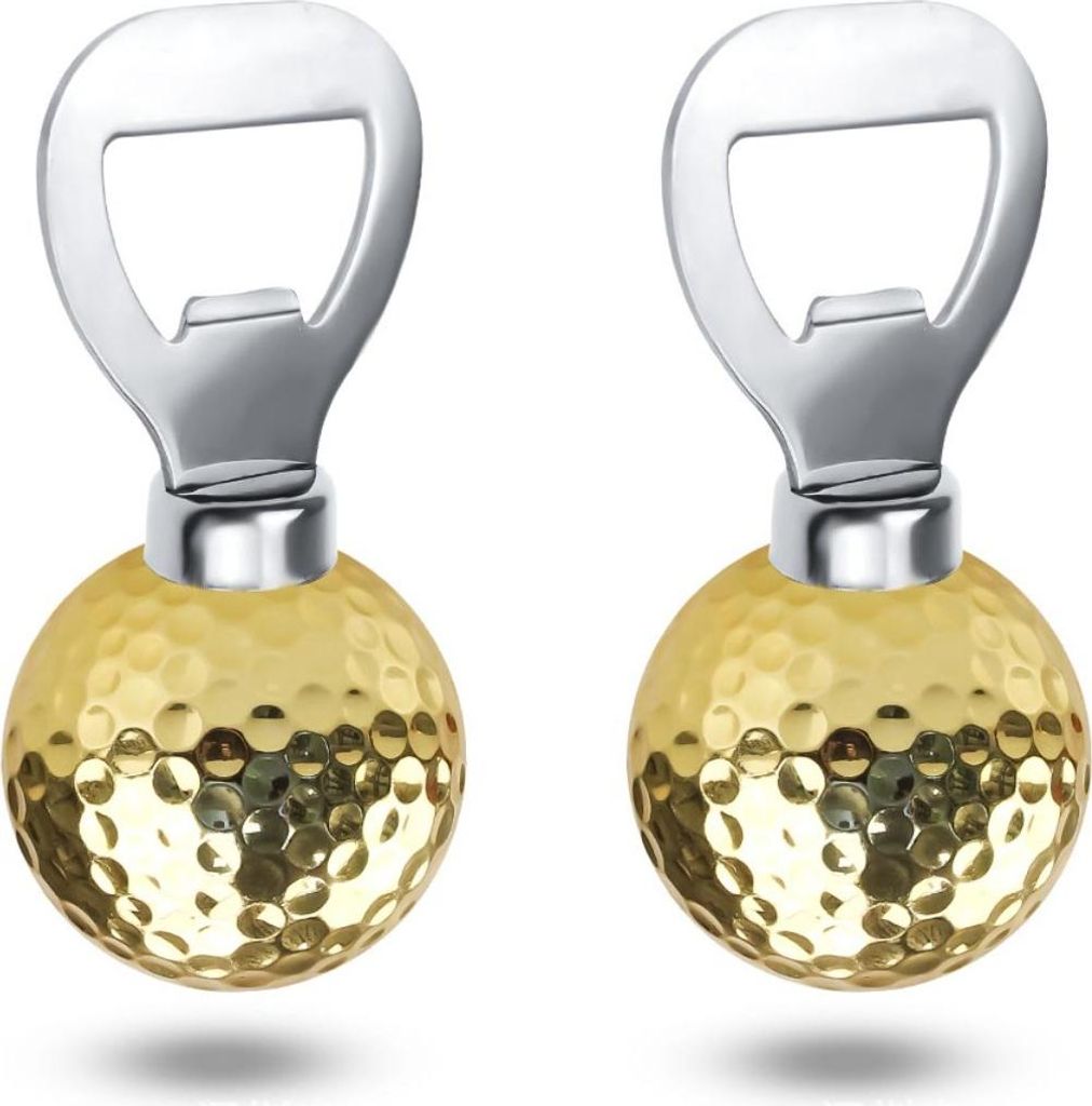 INF 2er-Pack Golfball-Flaschenöffner - Edelstahl, Anti-Rutsch-Design Gold