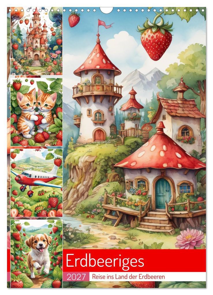 Erdbeeriges - Reise ins Land der Erdbeeren (Wandkalender 2027 DIN A3 hoch), CALVENDO Monatskalender