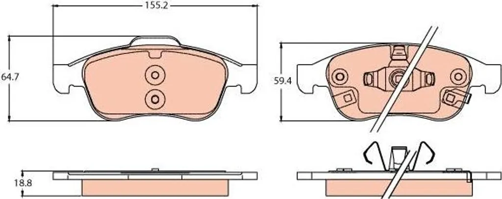 Plaquettes de frein TRW GDB2111 OE 77367213 pour 500X et Renegade