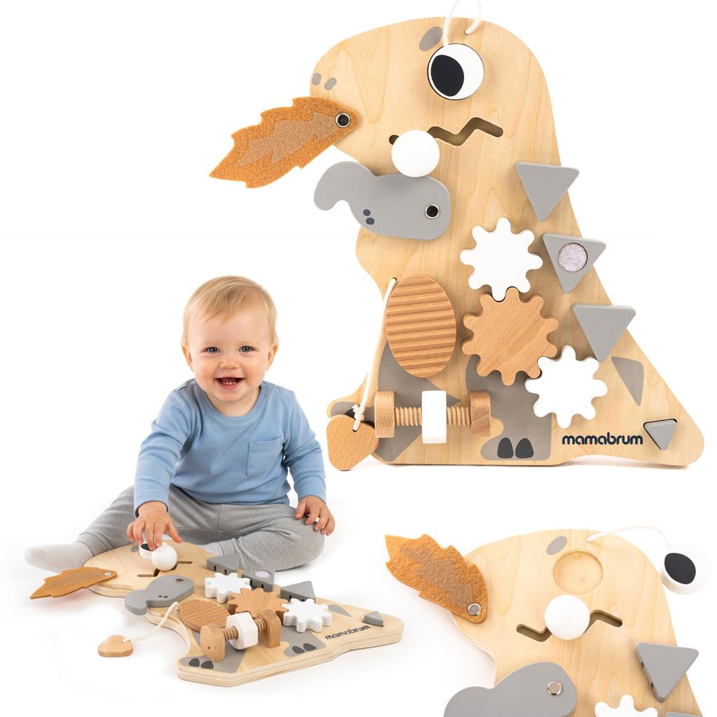 Mamabrum Montessori Busy Board Dinosaurier 10-in-1 – Produktbild 