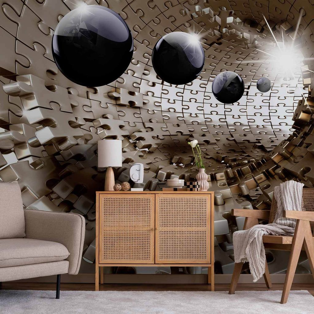 Selbstklebende Folie Fototapete - Golden Jigsaw 441x315 cm 3D a-A-0190-a-b