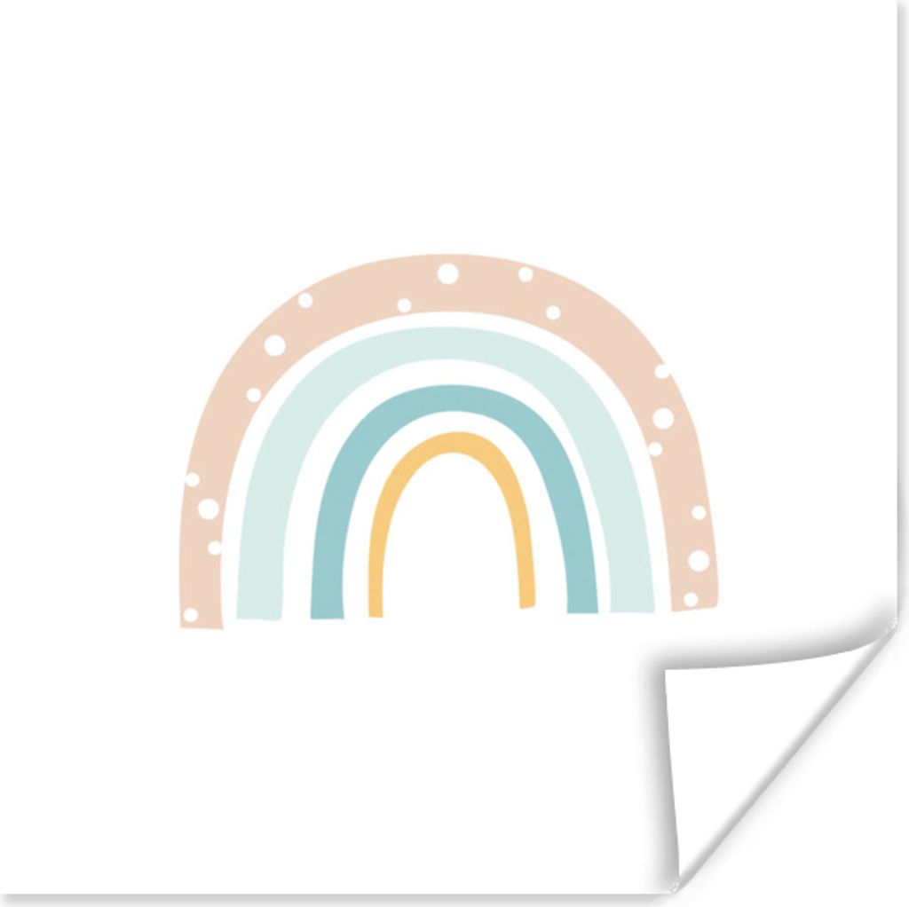 MuchoWow Poster Regenbogen - Kinder - Pastell - Tupfen - Baby 30x30 cm - Wandposter - Printing