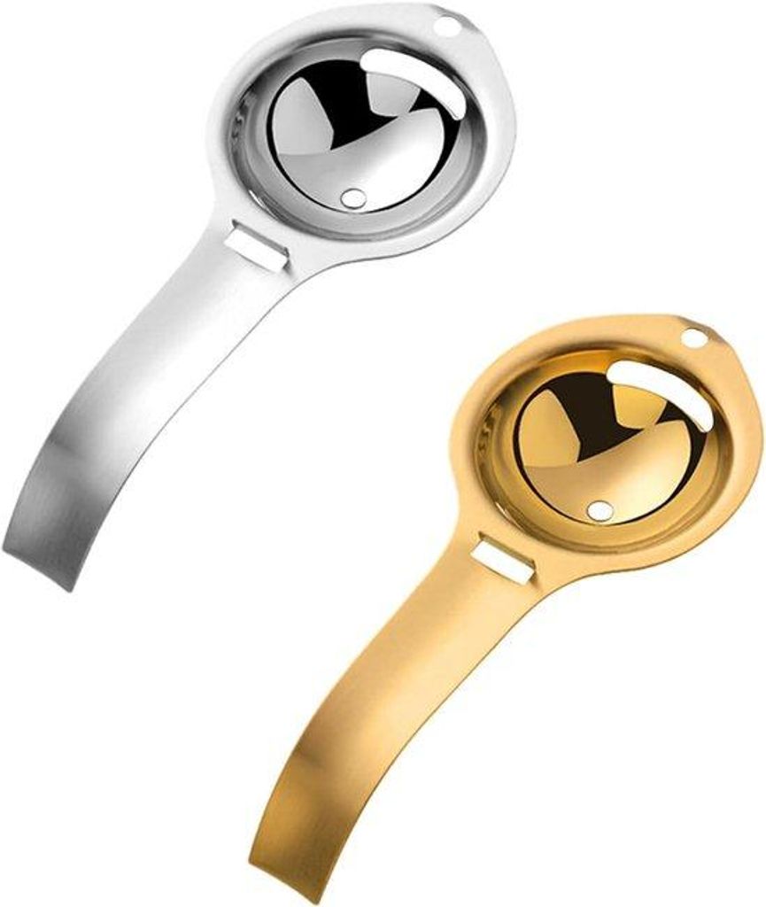 Famanu Eierscheider Set aus 2 Edelstahl-Eiweißtrennern - Silber und Gold