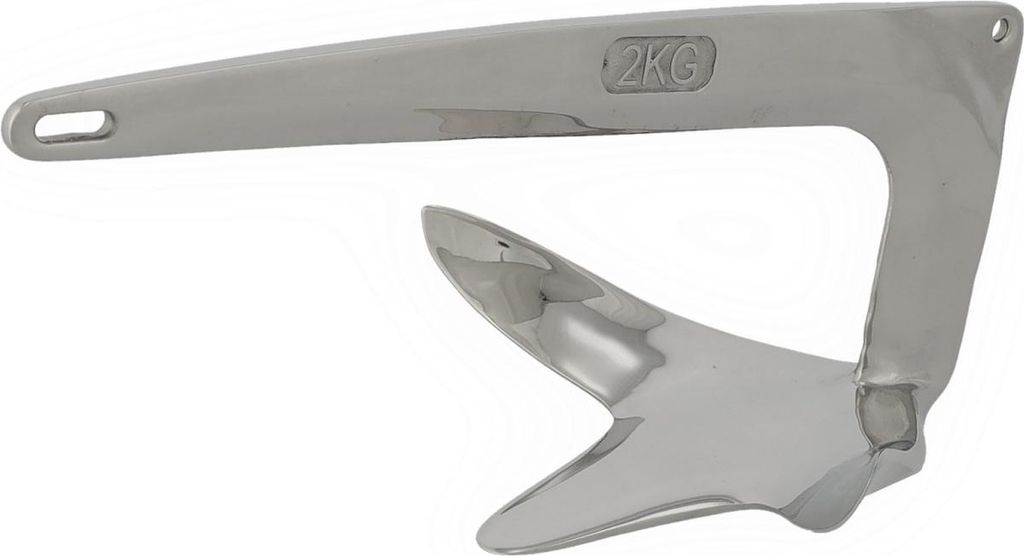 Bruce Anker V4A Edelstahl Hochglanz, 1–20kg, Salzwasserfest, UV-beständig für Boot & Yacht, Ankern in Sand Schlick Kies Größe: 20,0 kg
