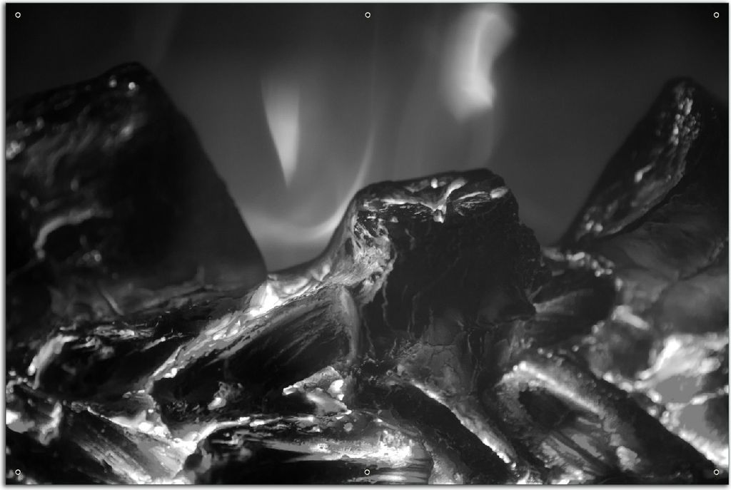 Wallario Outdoor-Poster für Garten oder Balkon, Motiv Glühende Kohlen schwarz-weiß abstrakt, in ca. 61 x 91,50 cm