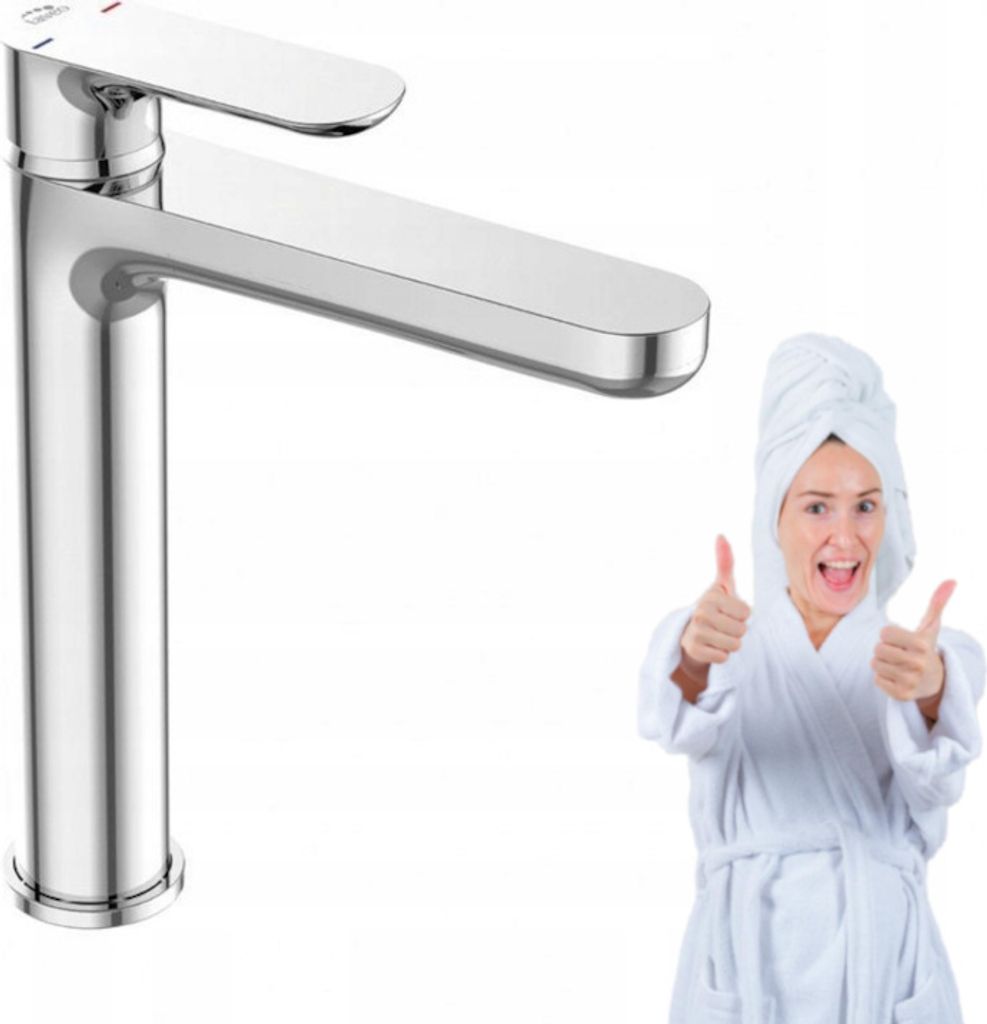 Miscelatore per lavabo a colonna LAVEO TONDO, alto, cromo, Immagine del prodotto 