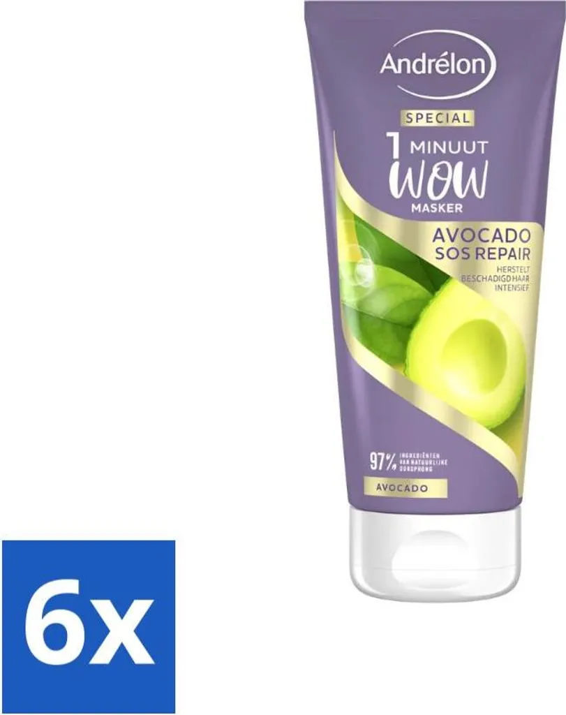 Andrélon 1 Minute Wow Mask Avocado SOS Repair 180 ml - Confezione risparmio - 6 pezzi
