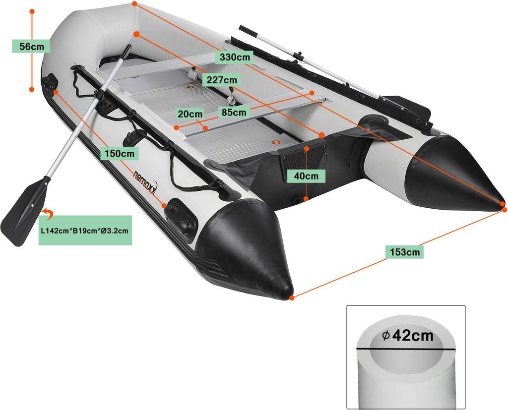 Schlauchboot 330 cm Paddelboot für 5 Personen Sportboot Produktbild 20