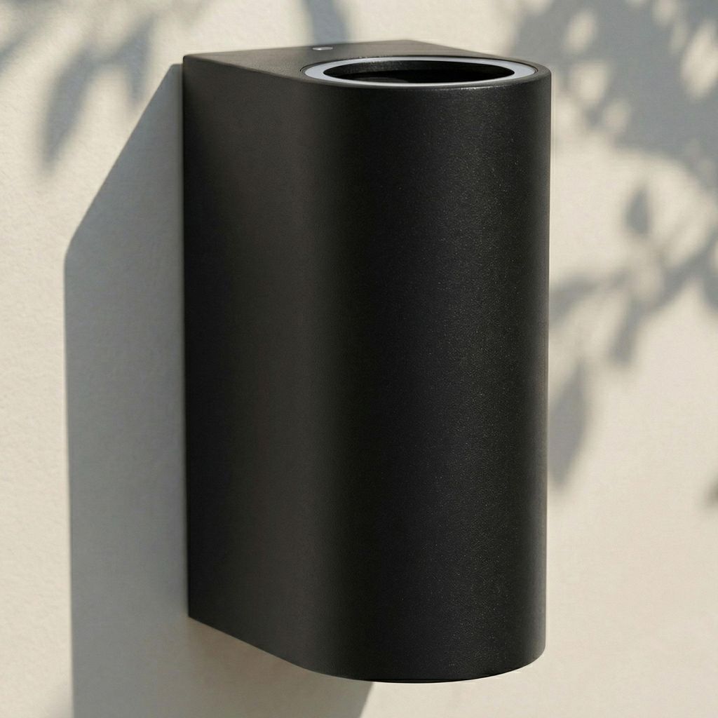 Maxkomfort Außenwandleuchte Up&Down 1267-BK2, IP44, 2x GU10, Aluminium/Glas, schwarz (ohne Leuchtmittel)