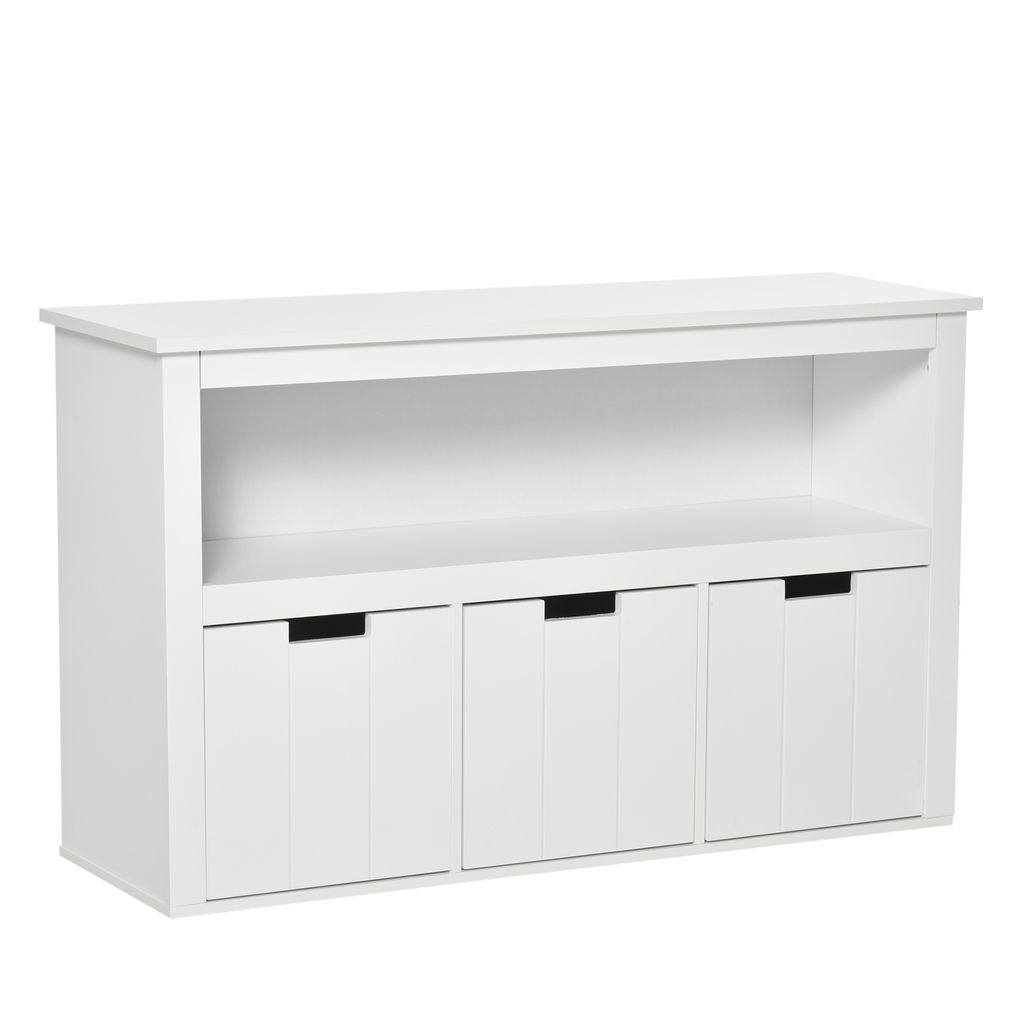 HOMCOM Wohnzimmer-Sideboard mit 3 herausnehmbaren Schubladen und offenen Regalen für Bücher, Spielzeug, zusätzlicher Aufbewahrungsschrank für S...