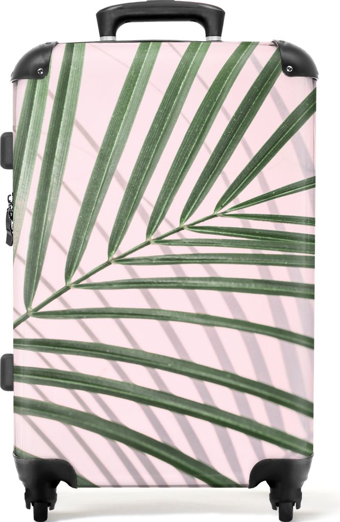 NoBoringSuitcases.com Großer Koffer - Pflanze - Grün - Rosa - Natur - Kombinationsschloss TSA - Hartschalen Trolley 4 Rollen - 72 liter - Reise...