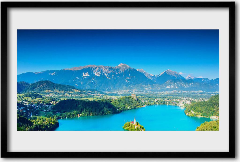 Bild 60x40 MDF-Rahmen Wandkunst Mountain Lake Landschaft