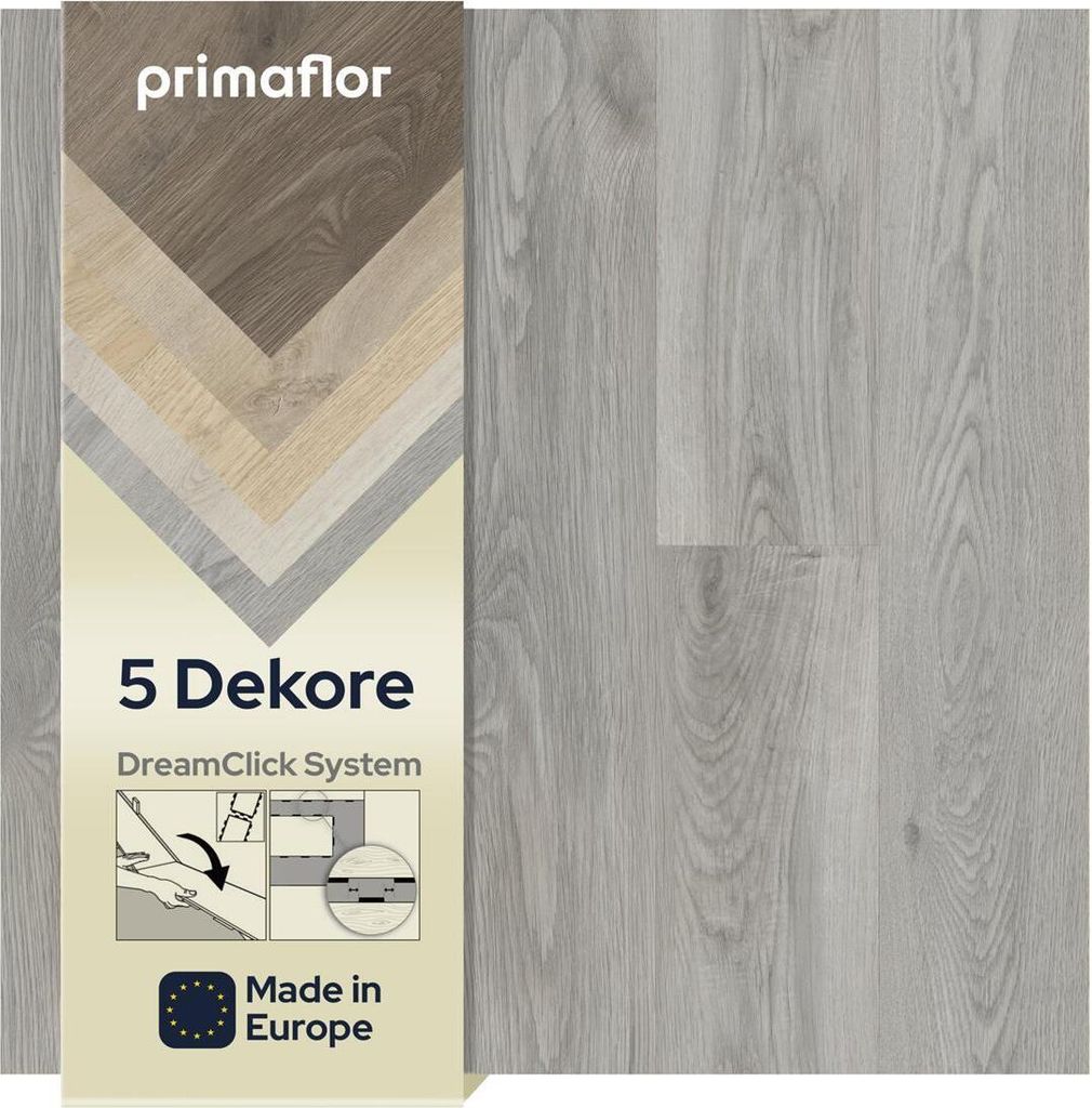 Primaflor Vinyldiele LIVE - Eiche grau - 10 Dielen je 132,6x20,4cm (2,705 m²) - Hochwertiger Vinylboden mit Klicksystem - Wasserabweisendes Klickv...