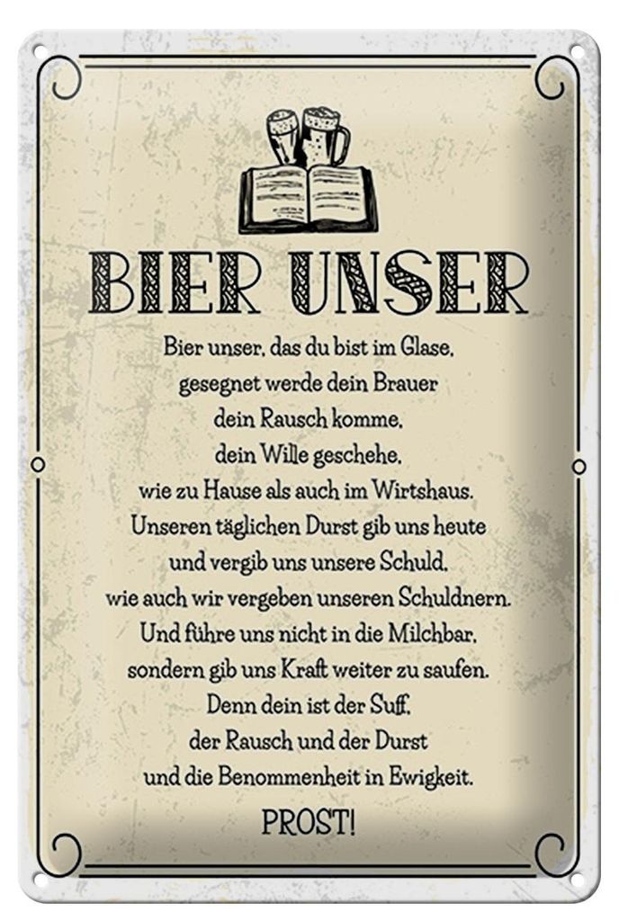 Blechschild  Bier Unser in Ewigkeit Gebet, 30 x 20 cm, Produktbild 