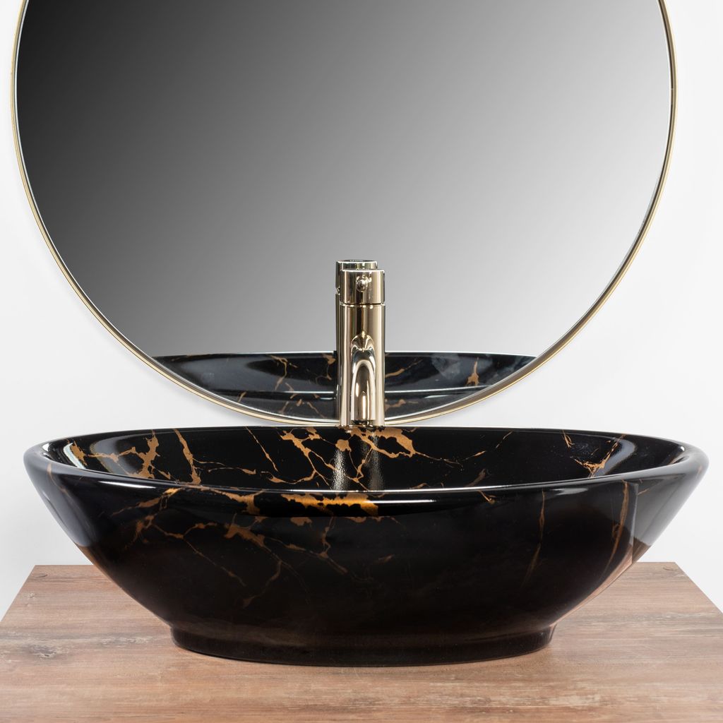 Lavabo da Appoggio Rea Pamela Black Marble Shiny Immagine del prodotto 