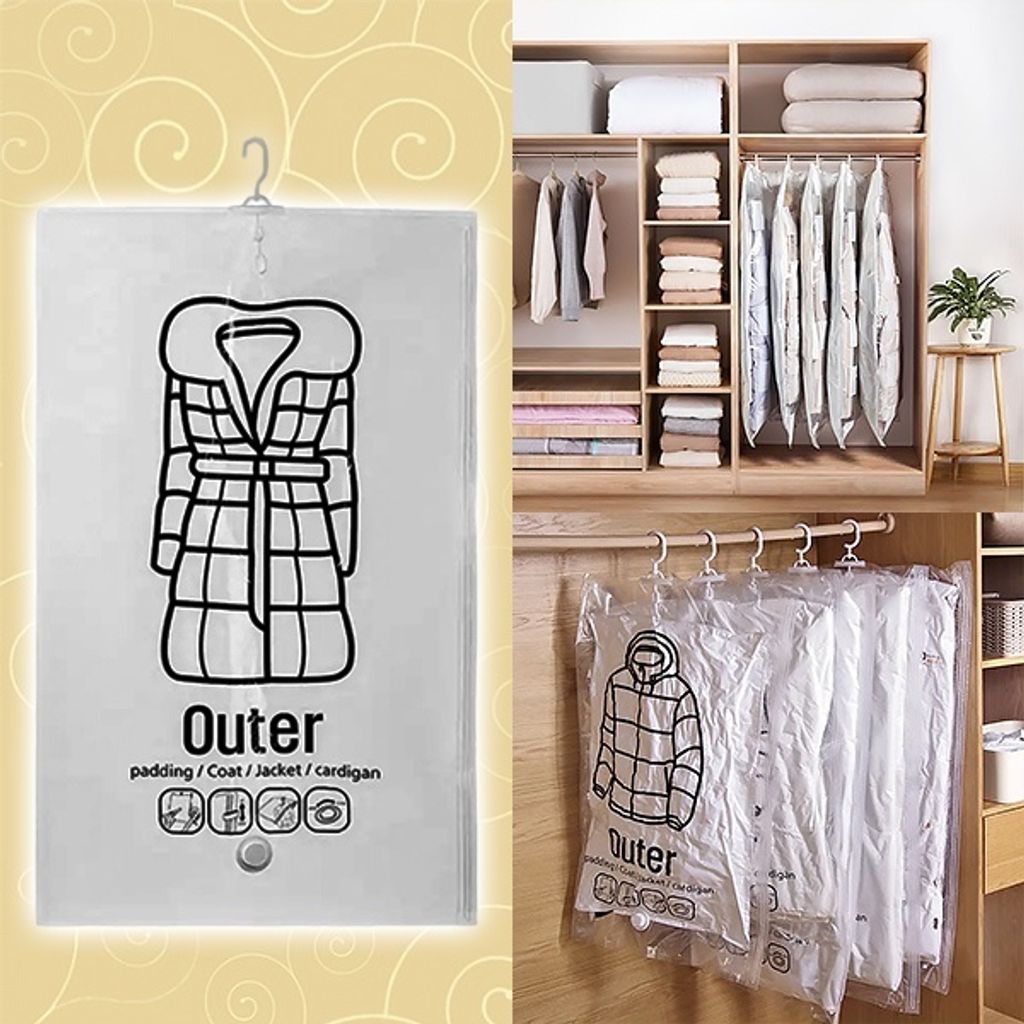 2 Sacchetti Sottovuoto Appendini Salvaspazio Jumbo 135x70 Cm – Riutilizzabili, Con Gancio Girevole A 360° E 5 Anelli, Per Cappotti, Abiti E Abbigliamento Invernale