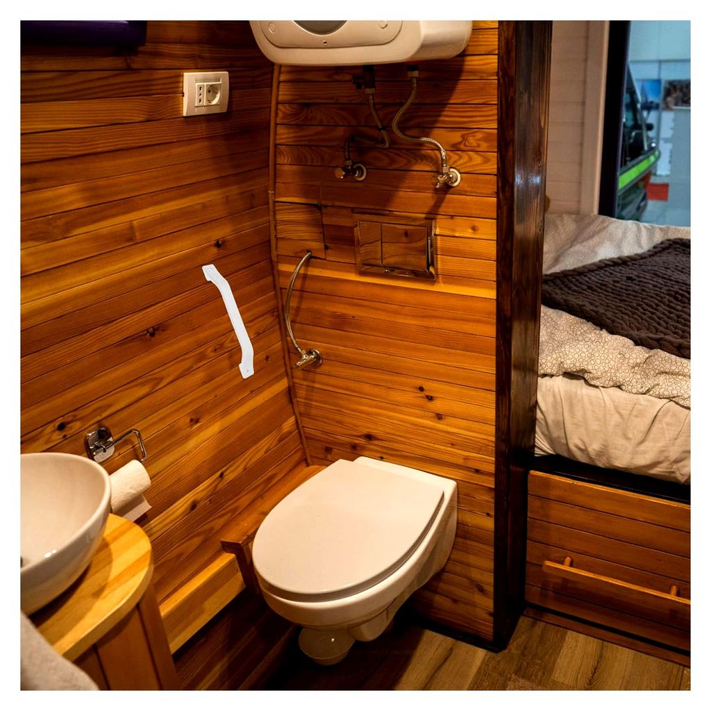 Türgriff aus Kunststoff in Weiß mit Haltegriff für Wohnmobile – Ergonomisch und Rutschfest für die Sicherheit im Badezimmer