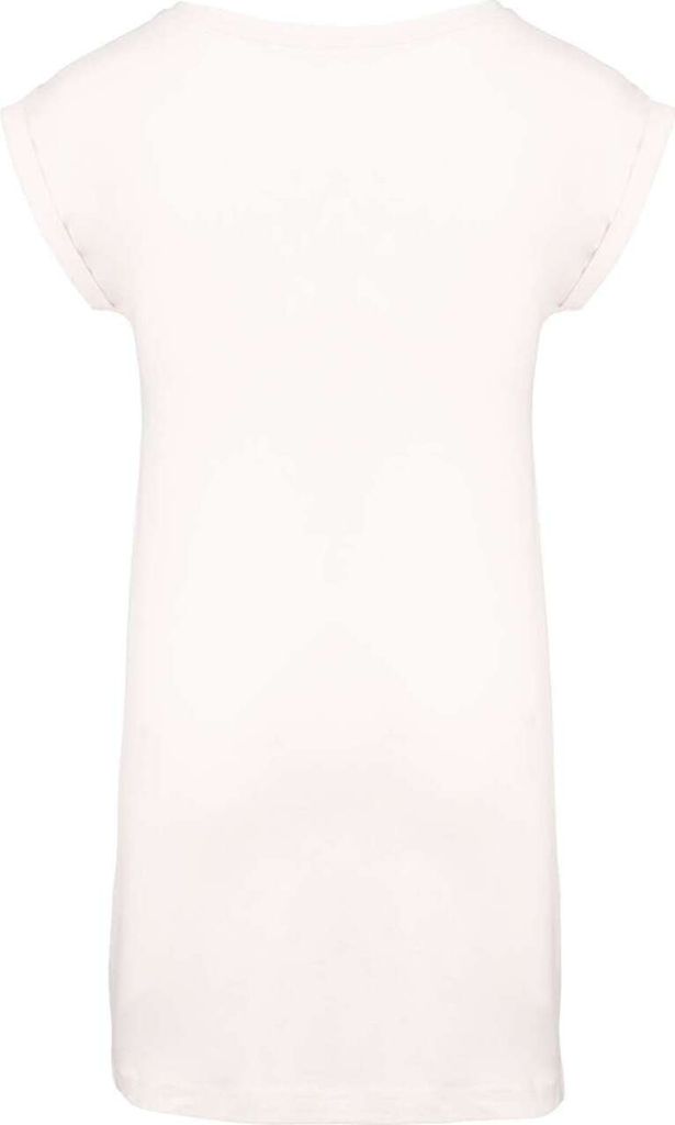 Kariban Damen Long T-Shirt Kleid Kurzarm Mini Shirtkleid Lang Shirt, Größe:L/XL, Farbe:Off White