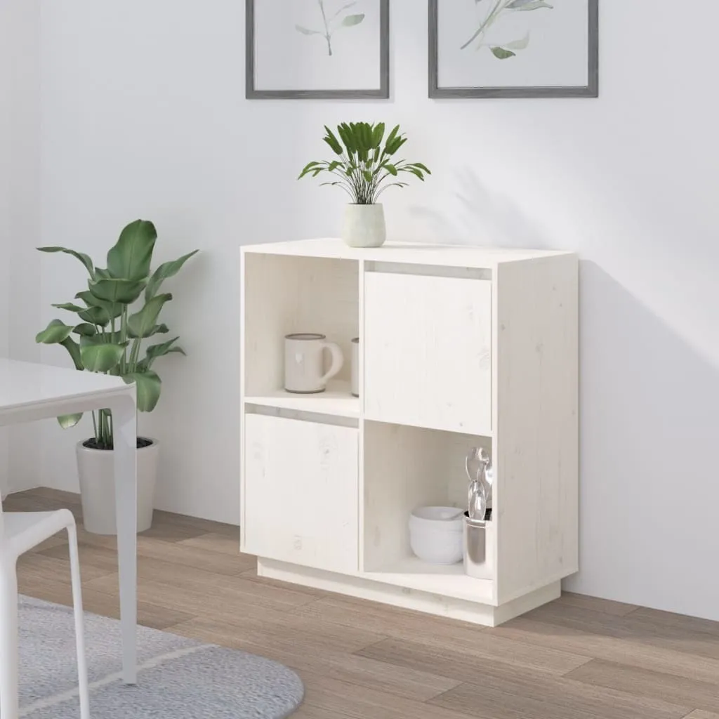 Maison Exclusive Credenza Bianca 74x35x80 cm Legno Massello di Pino