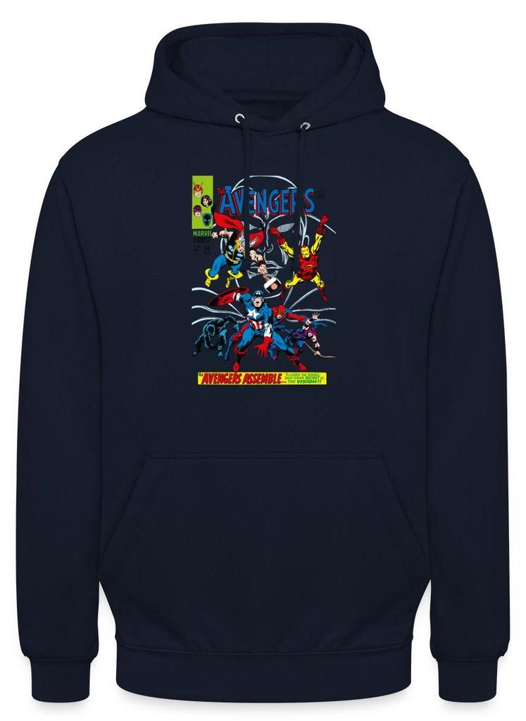 Spreadshirt Avengers Comic Superhelden Assemble Uni Hoodie, 3XL, Navy