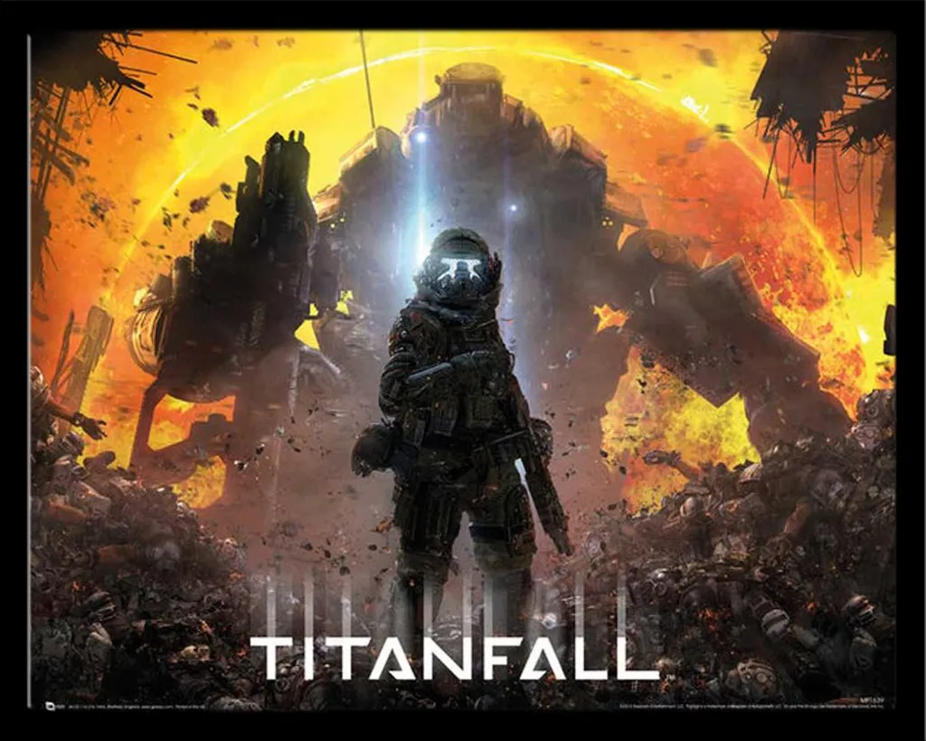 Poster Titanfall Militia Pilot avec Cadre MDF Noir Shinsuke 40x50cm