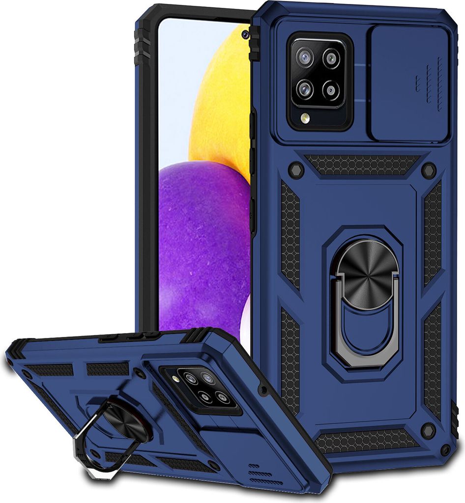 Galaxy A42 5G Hülle mit Schiebe Kamera Schutz und Ringhalter Ständer Robust Rüstung Schutzhülle für Samsung Galaxy A42 5G/M42 5G
