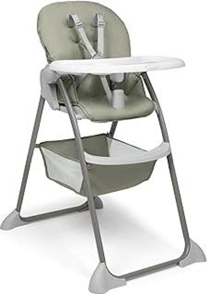 hauck Sit N Fold, Sage - Faltbarer Hochstuhl für Kinder ab 6 Monaten bis 15 kg, mit 5-Punkt-Gurt, Rückenlehne & Essbrett Verstellbar, Becherverti...