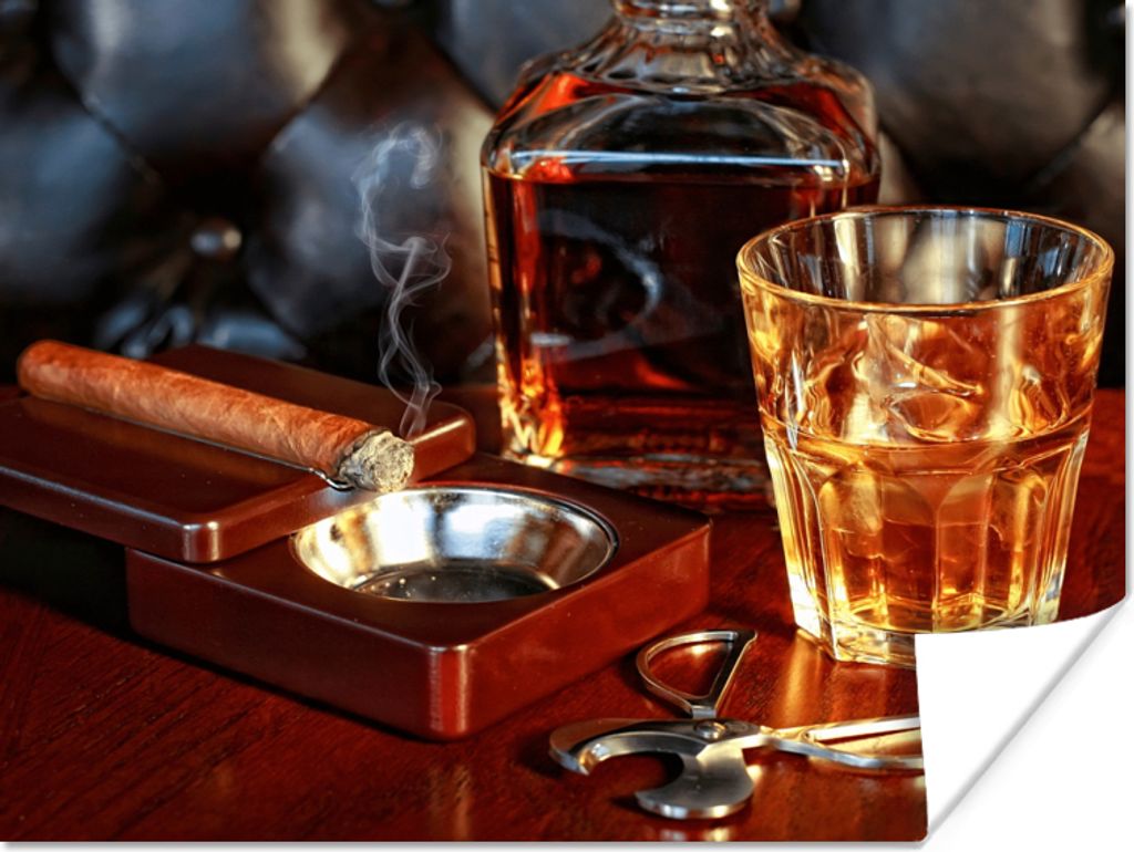 MuchoWow Poster Whiskey - Flasche - Karaffe 160x120 cm - Foto Plakat