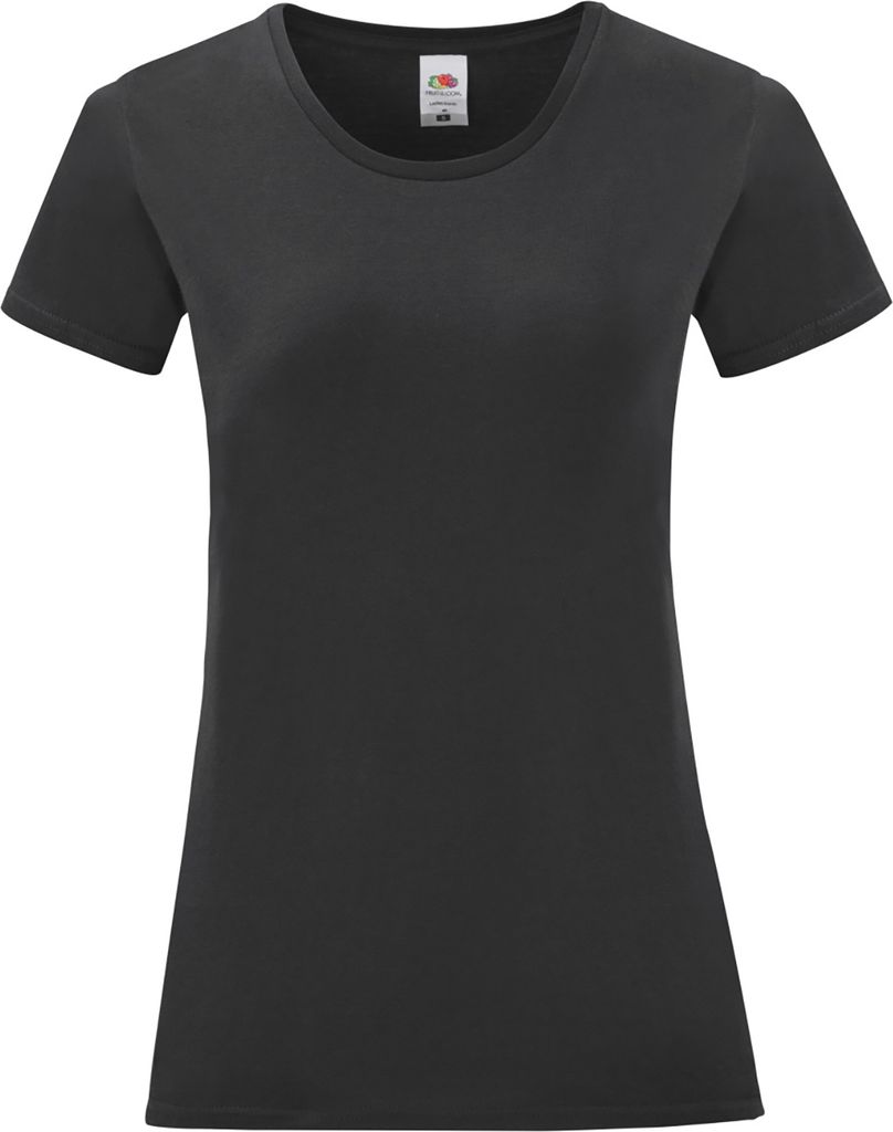 Fruit Of The Loom Damen T-Shirt Iconic, kurzärmlig PC3400 (M) (Schwarz)
