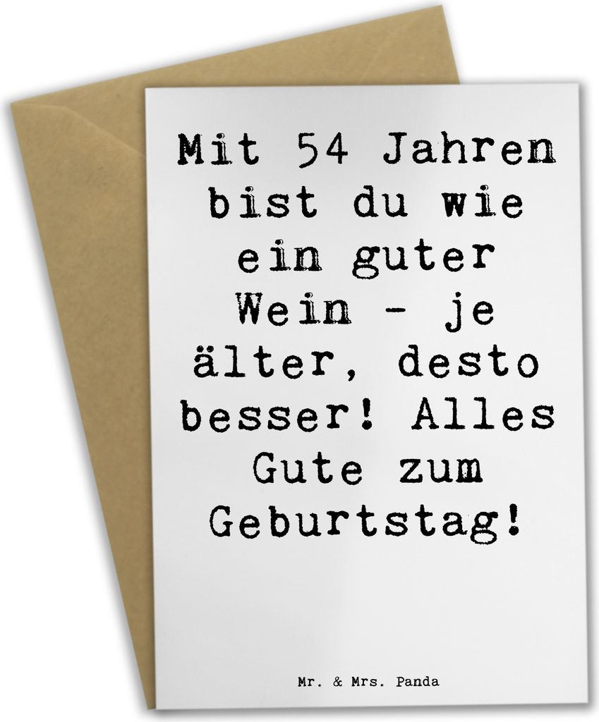 Mr. & Mrs. Panda Glückwunschkarte Spruch 54. Geburtstag Wein - Weiß - Geschenk, Grußkarten, Geburtstagserinnerungen, Happy Birthday, weihnachtsk...