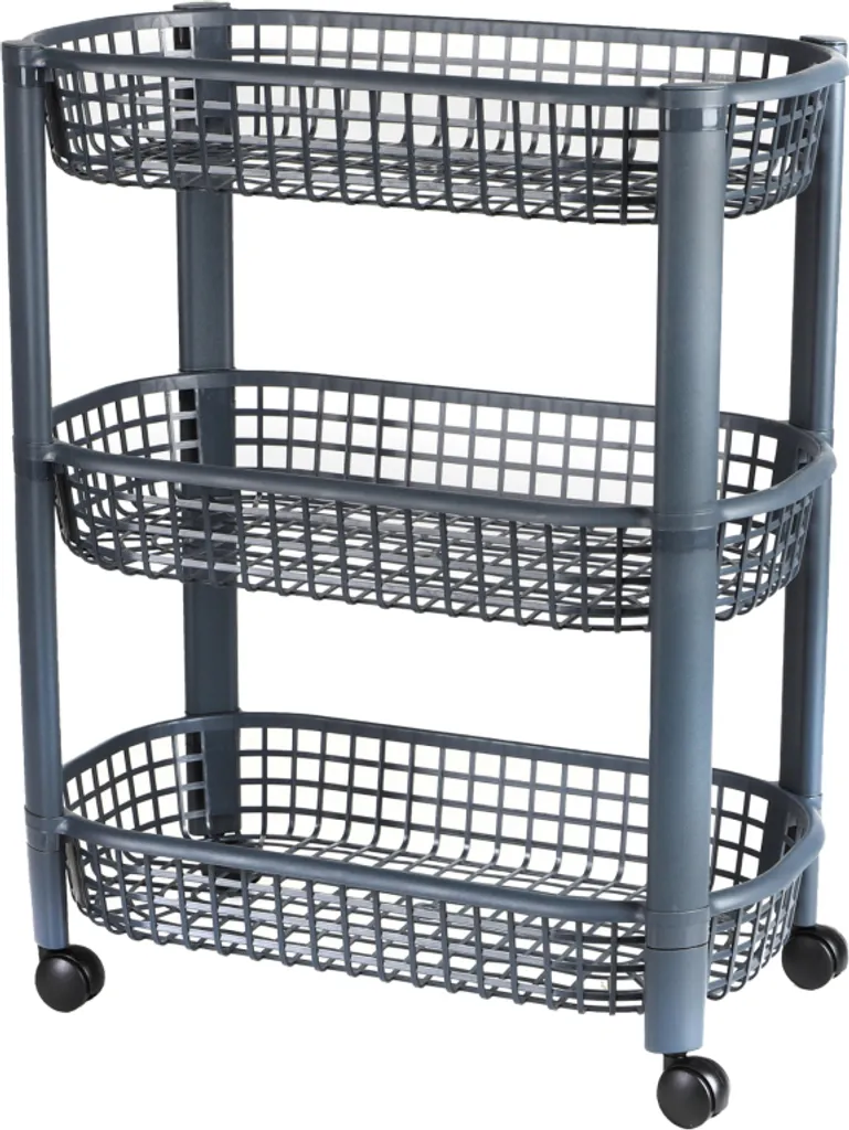 Carrello Design 3 Ripiani Grigio Chic - Mobile Multiuso Salvaspazio