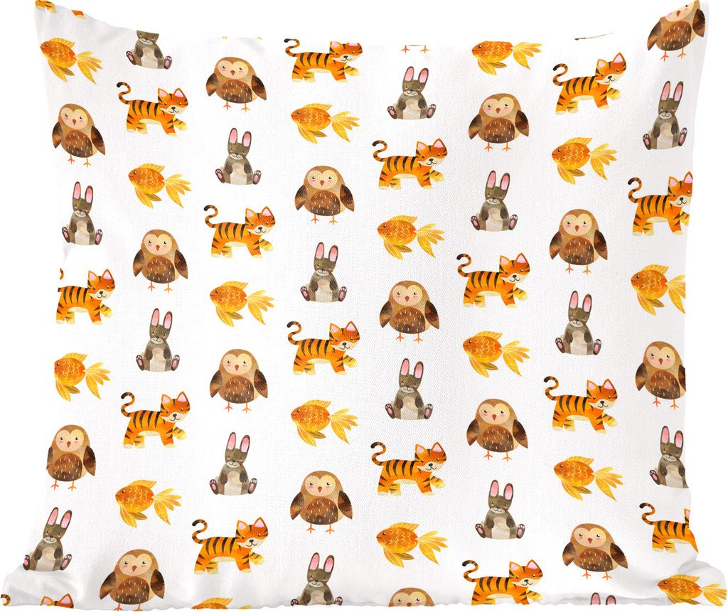 MuchoWow Zierkissen Sofakissen Wohnzimmer Dekokissen 40x40 cm Wilde Tiere - Muster - Farben - Foto Kissen - Schlafzimmer Dekoration