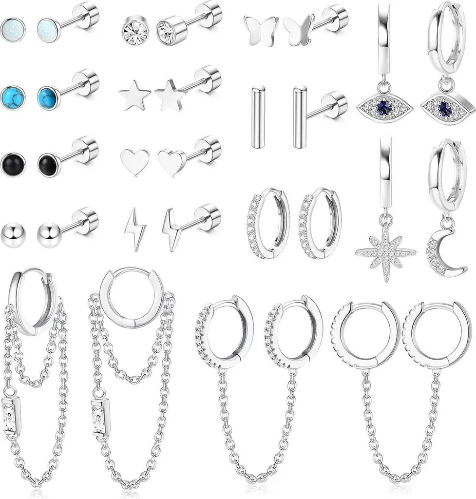 Fini les allergies : set 15 paires boucles d'oreilles médicales or argent