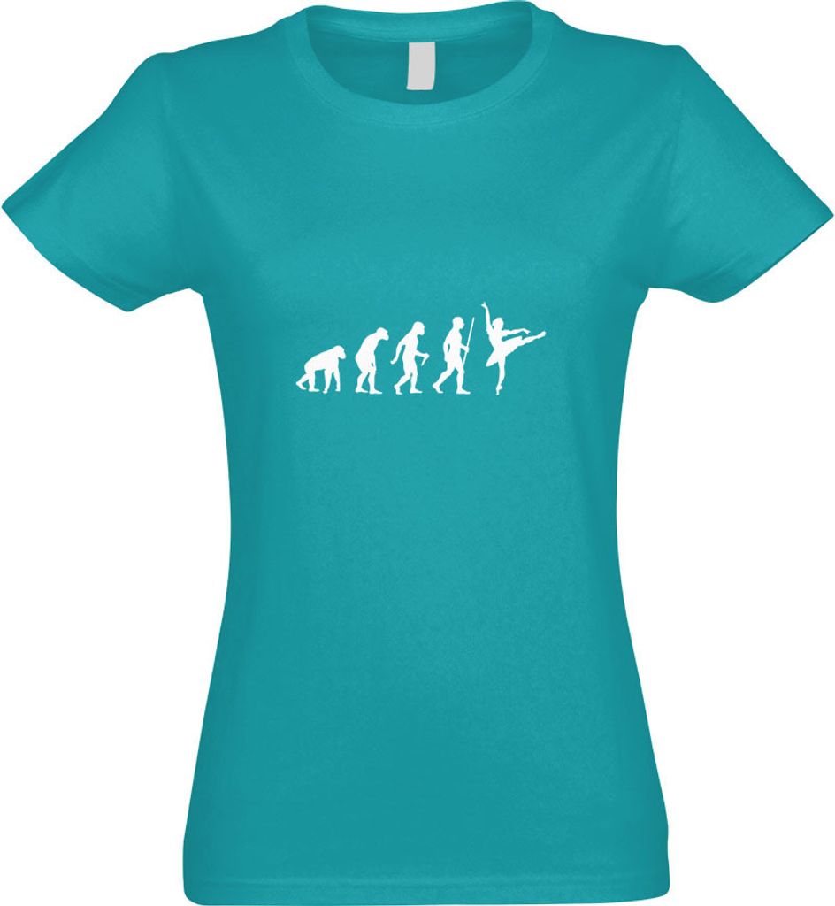 Kiwistar - T-Shirt tailliert - Damen - türkis - Ballerina Ballett Evolution - mit Motiv Bedruckt - Funshirt Design - Sport - Freizeit - Damen - L