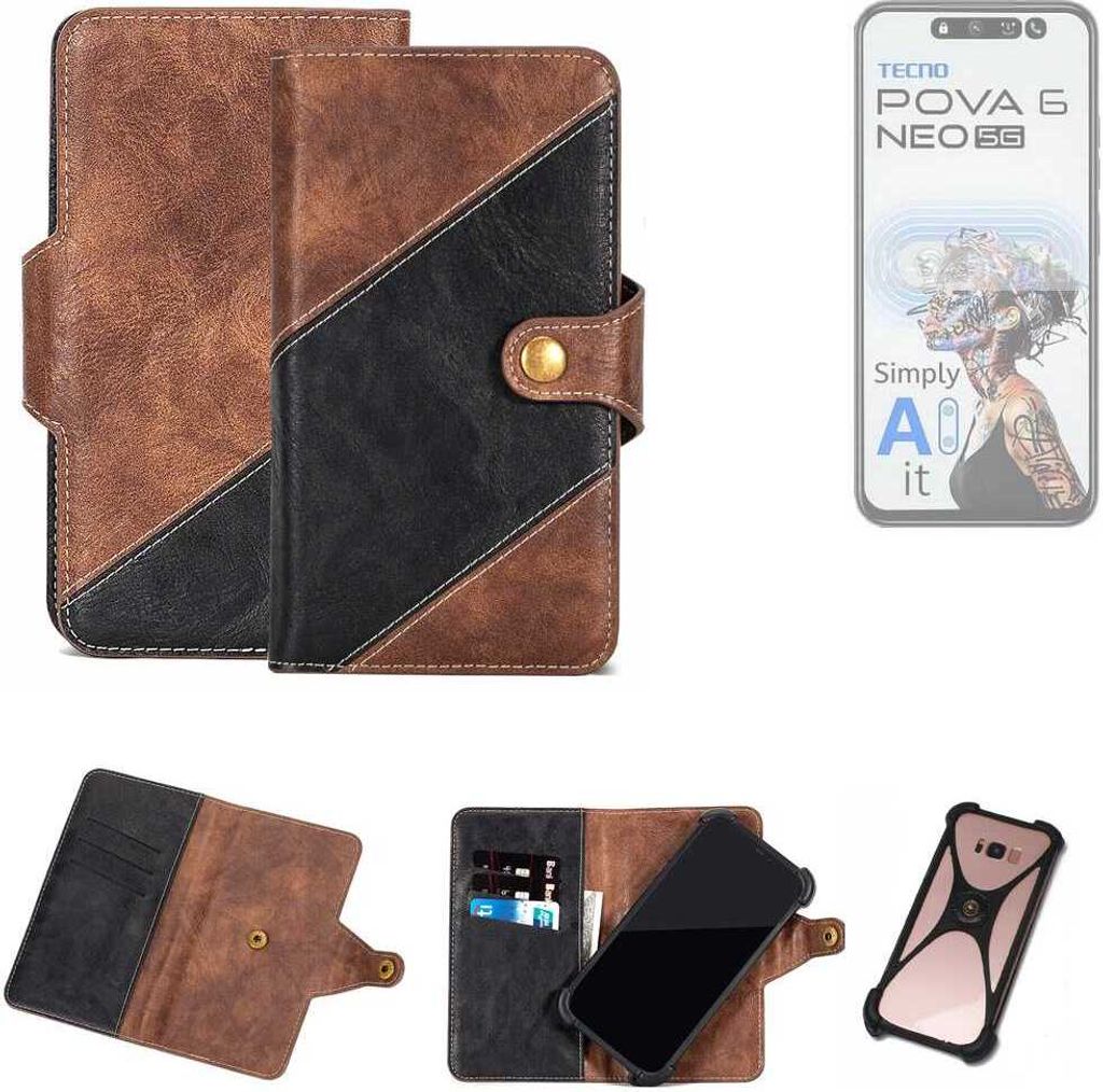 K-S-Trade Handyhülle Schutzhülle Bookstyle Case kompatibel mit Tecno Pova 6 Neo 5G Klapphülle Cover Hülle Schutztasche 1x