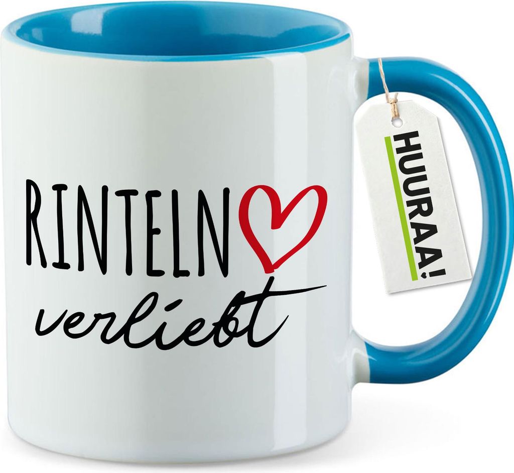 Huuraa Kaffeetasse Rinteln verliebt 330ml Blau Keramik Kaffeebecher Geschenkidee