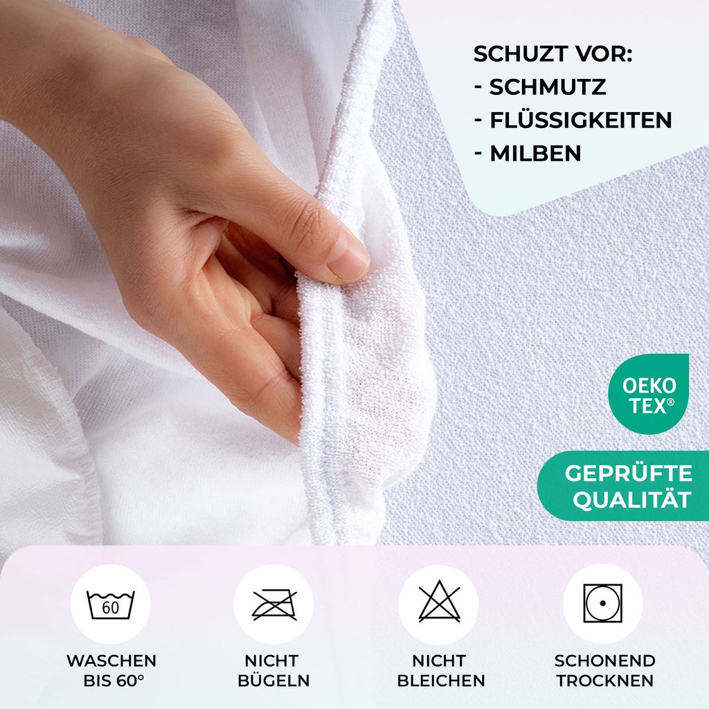 Matratzenschoner 160x200 cm Rundumgummi mit Seitenwänden Produktbild 4
