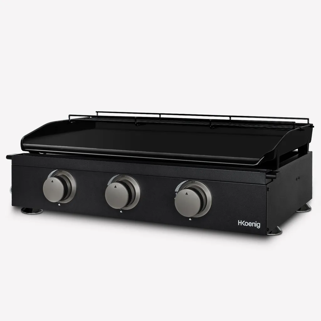 Plancha à gaz inox H.Koenig PLX1032 puissance 5kW avec 2 feux réglables