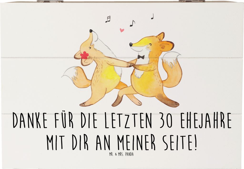 Mr. & Mrs. Panda Holzkiste 30. Hochzeitstag Perlenhochzeit 22 x 15 cm - Weiß - Geschenk, Feier, 30 Ehejahre, kostbare Momente, Geschenke, Holzbox ...