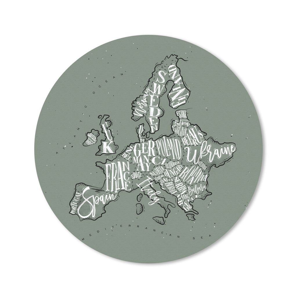 MuchoWow Mauspad Mousepad Karte - Europa - Grau - Buchstaben 20x20 cm - Mousepads - Maus Mat - Pad - Mausunterlage - Schreibtischmatte