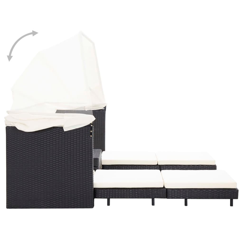 vidaXL Ausziehbares 3-Sitzer-Schlafsofa mit Dach Poly Produktbild 6
