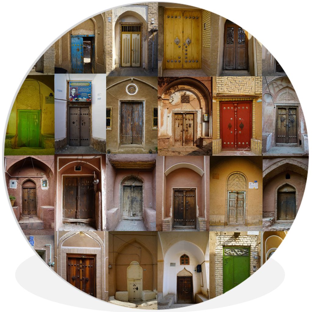 MuchoWow Rundes Wandbild - Runde Bilder Türen - Farbenfroh - Architektur - Collage - Vintage Ø 60 cm Kreis Wanddekoration Kunststoff - Wandkrei...