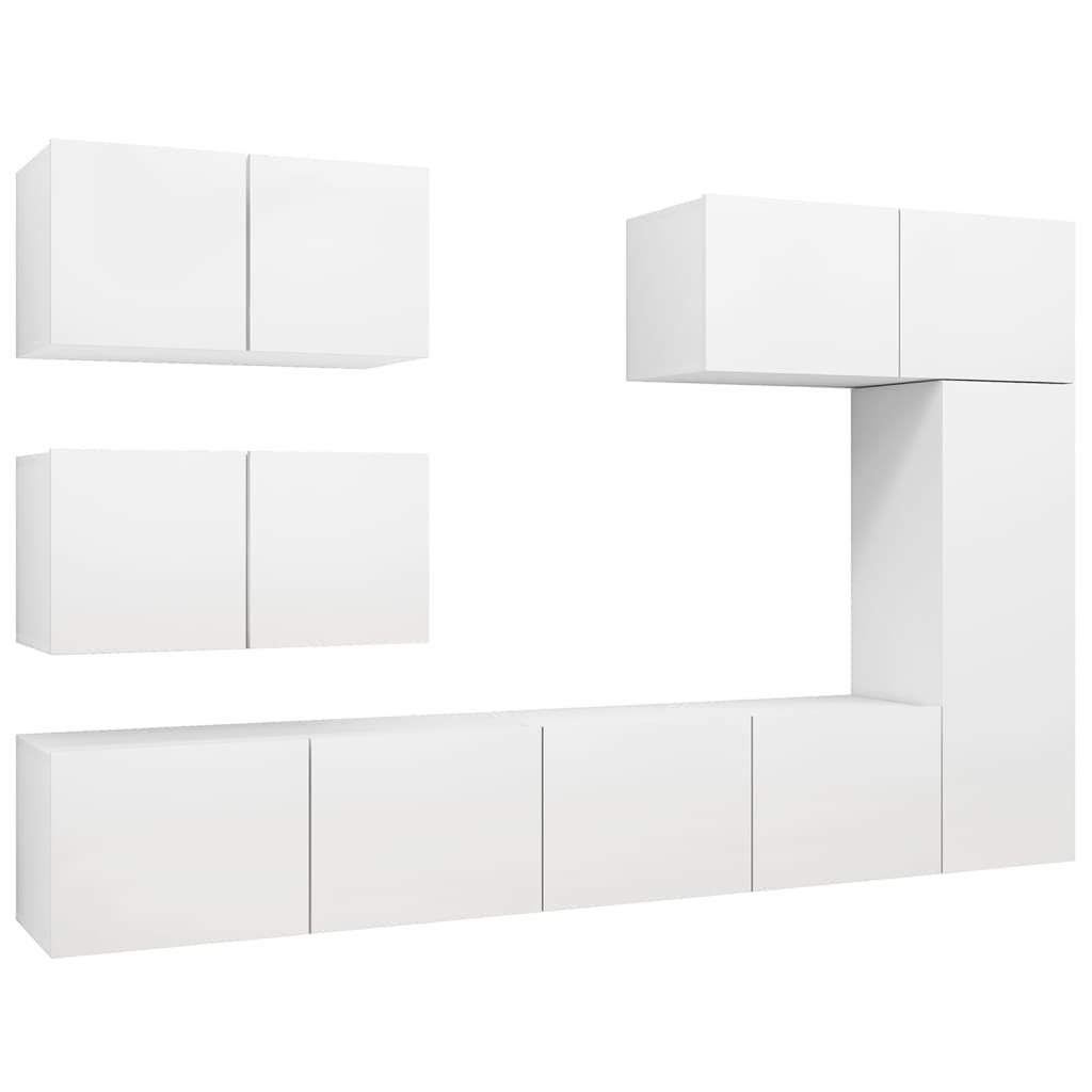 6-tlg. TV-Schrank-Set Weiß Holzwerkstoff